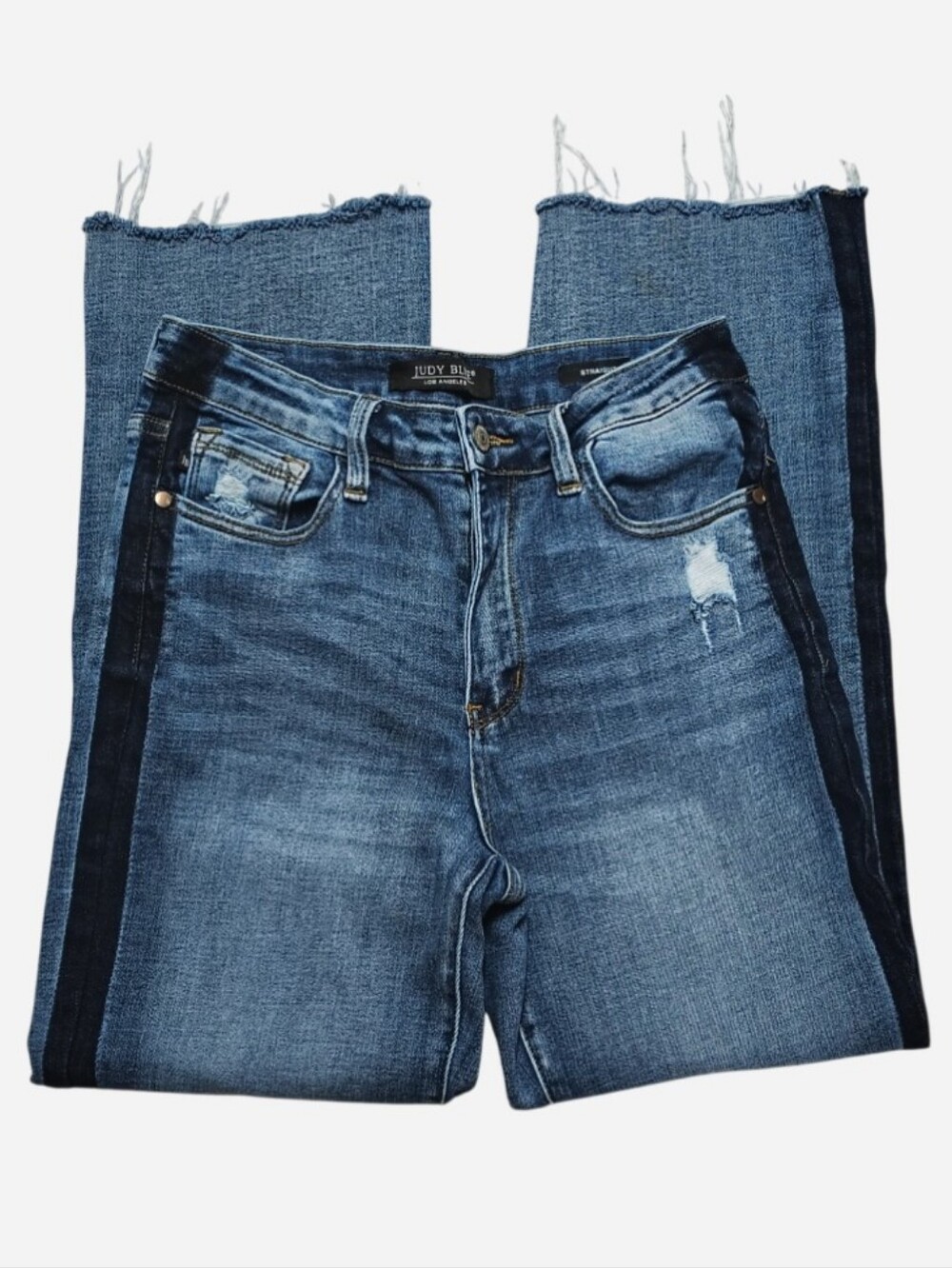 Judy Blue High Waist Side Seam Detail Straight Crop Jeans Women's 7/28 Bohemian